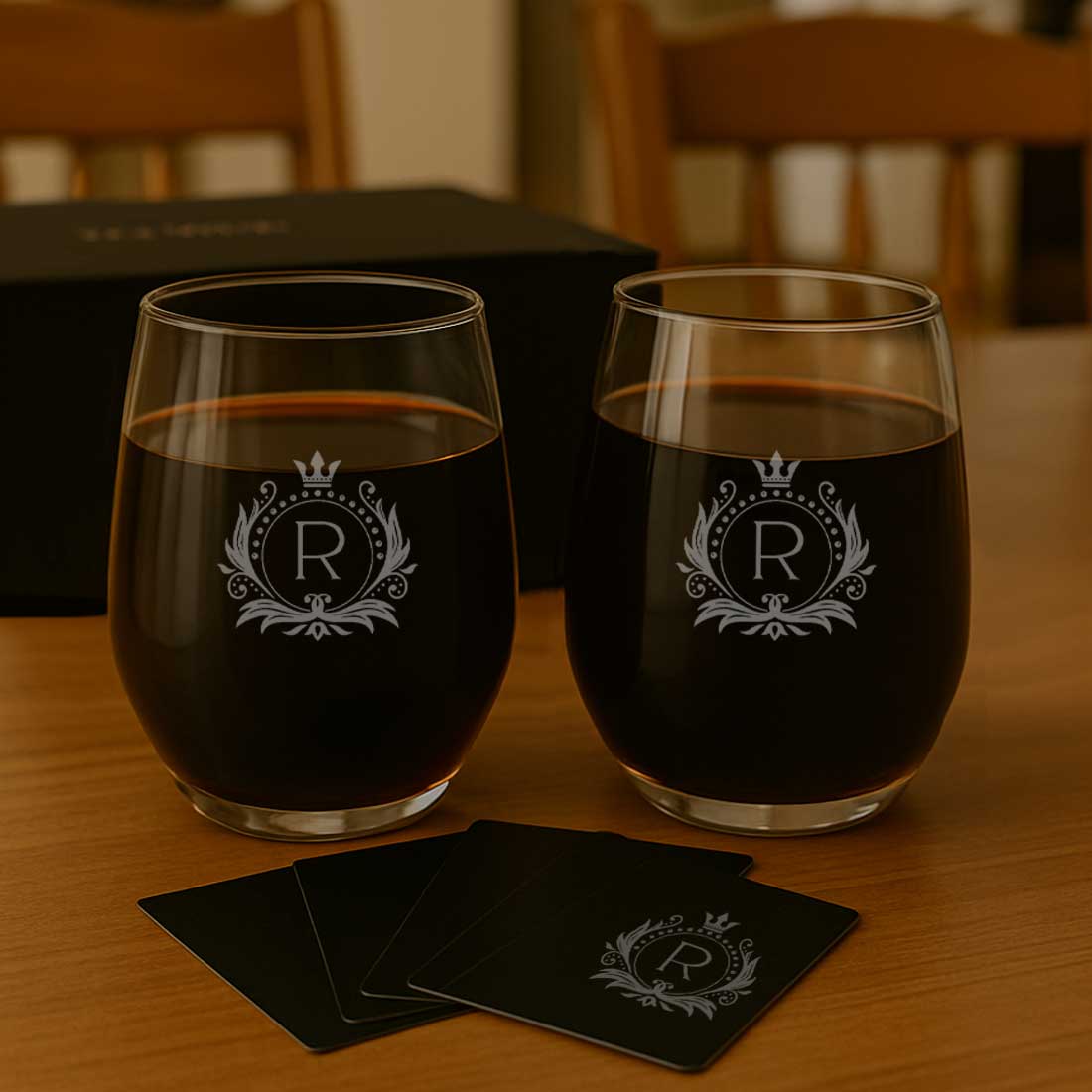 Premium Whiskey Glasses Set Diwali Gift – Personalized Glassware with Playing Cards - Image 4