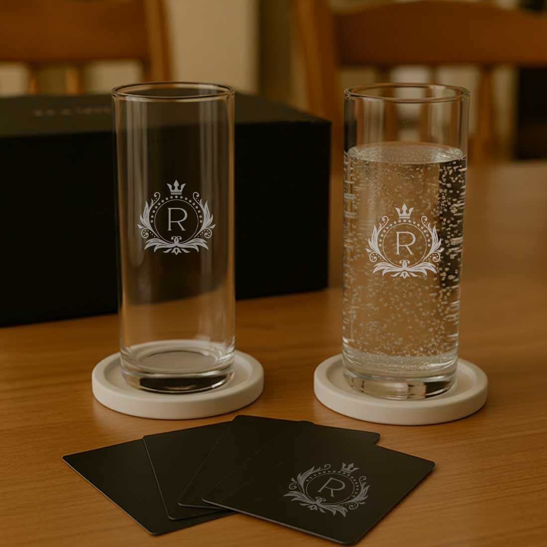 Premium Whiskey Glasses Set Diwali Gift – Personalized Glassware with Playing Cards - Image 5