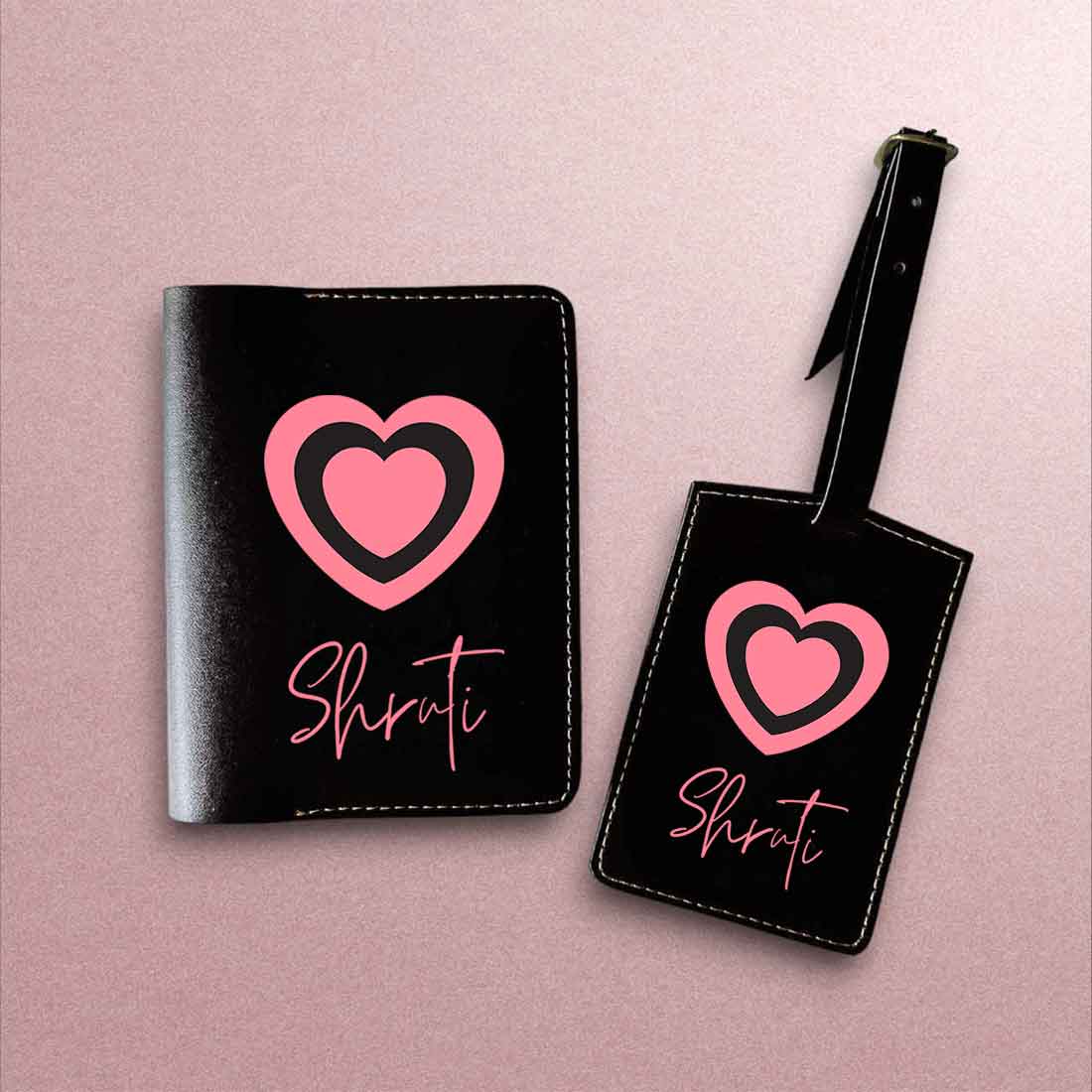 Pu Leather Personalized Passport Cover and Luggage Tag - Heart - Image 11