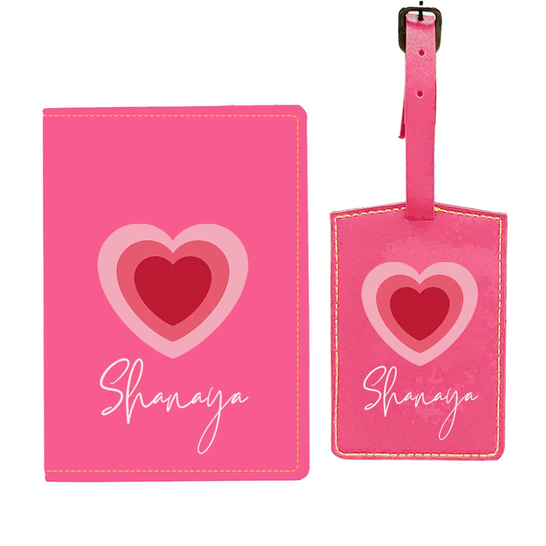 Pu Leather Personalized Passport Cover and Luggage Tag - Heart - Image 12