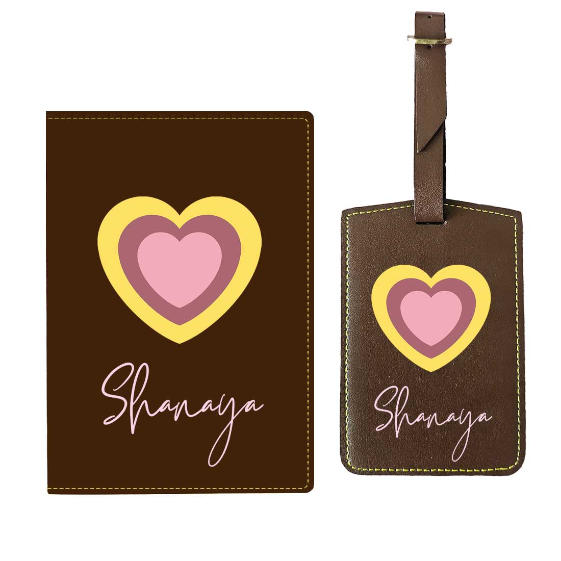 Pu Leather Personalized Passport Cover and Luggage Tag - Heart - Image 13