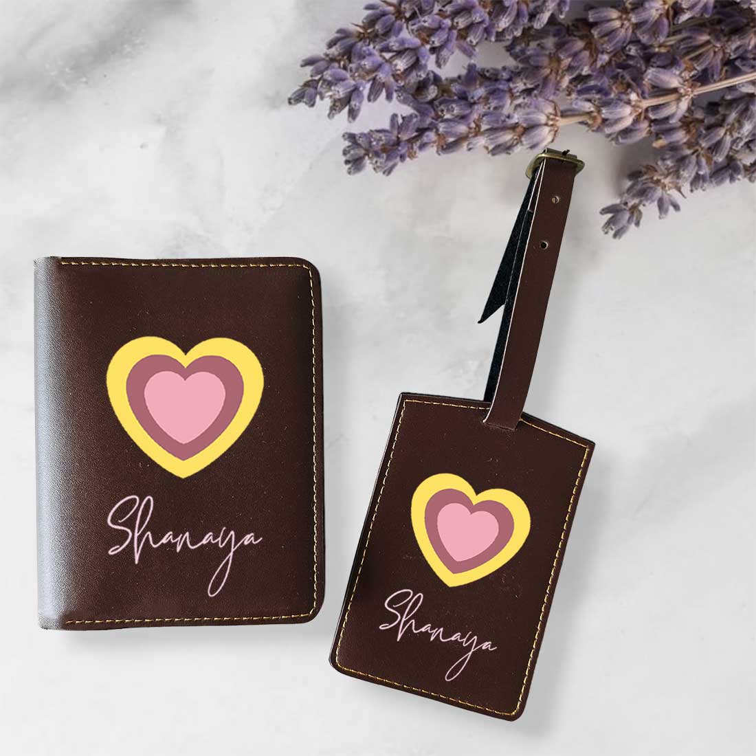 Pu Leather Personalized Passport Cover and Luggage Tag - Heart - Image 14