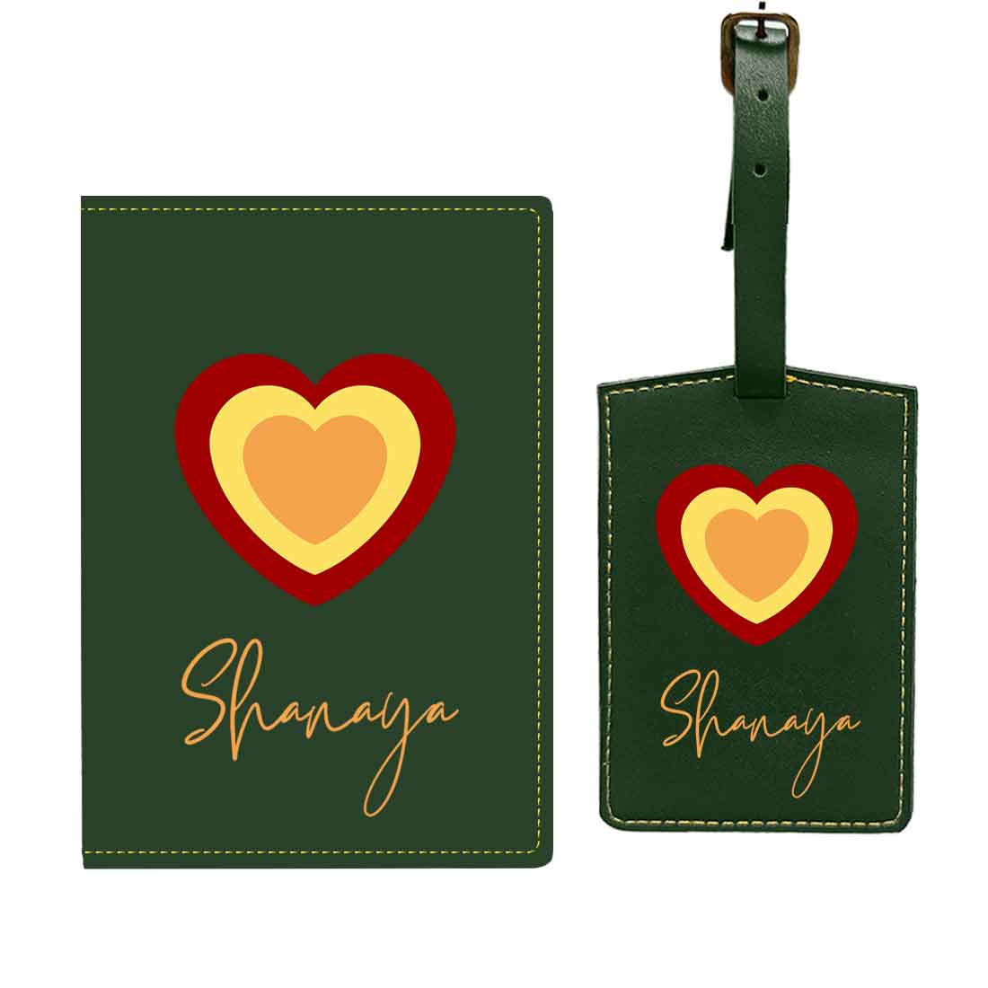 Pu Leather Personalized Passport Cover and Luggage Tag - Heart - Image 15