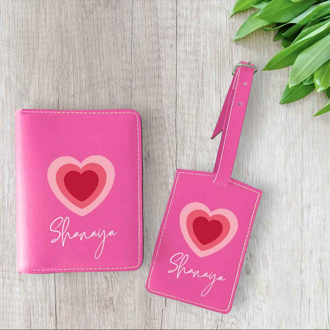 Pu Leather Personalized Passport Cover and Luggage Tag - Heart - Image 18