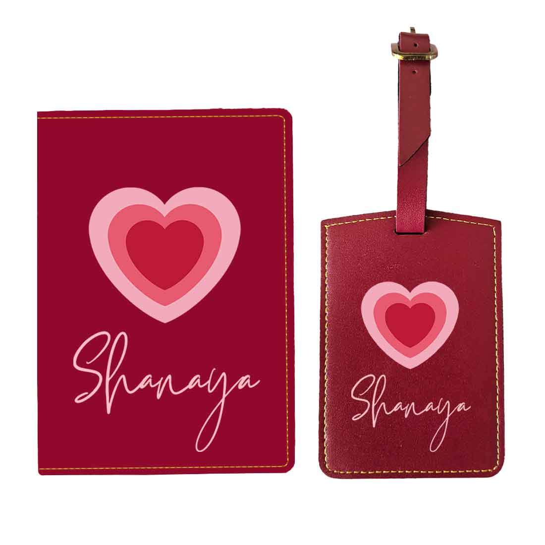 Pu Leather Personalized Passport Cover and Luggage Tag - Heart - Image 19