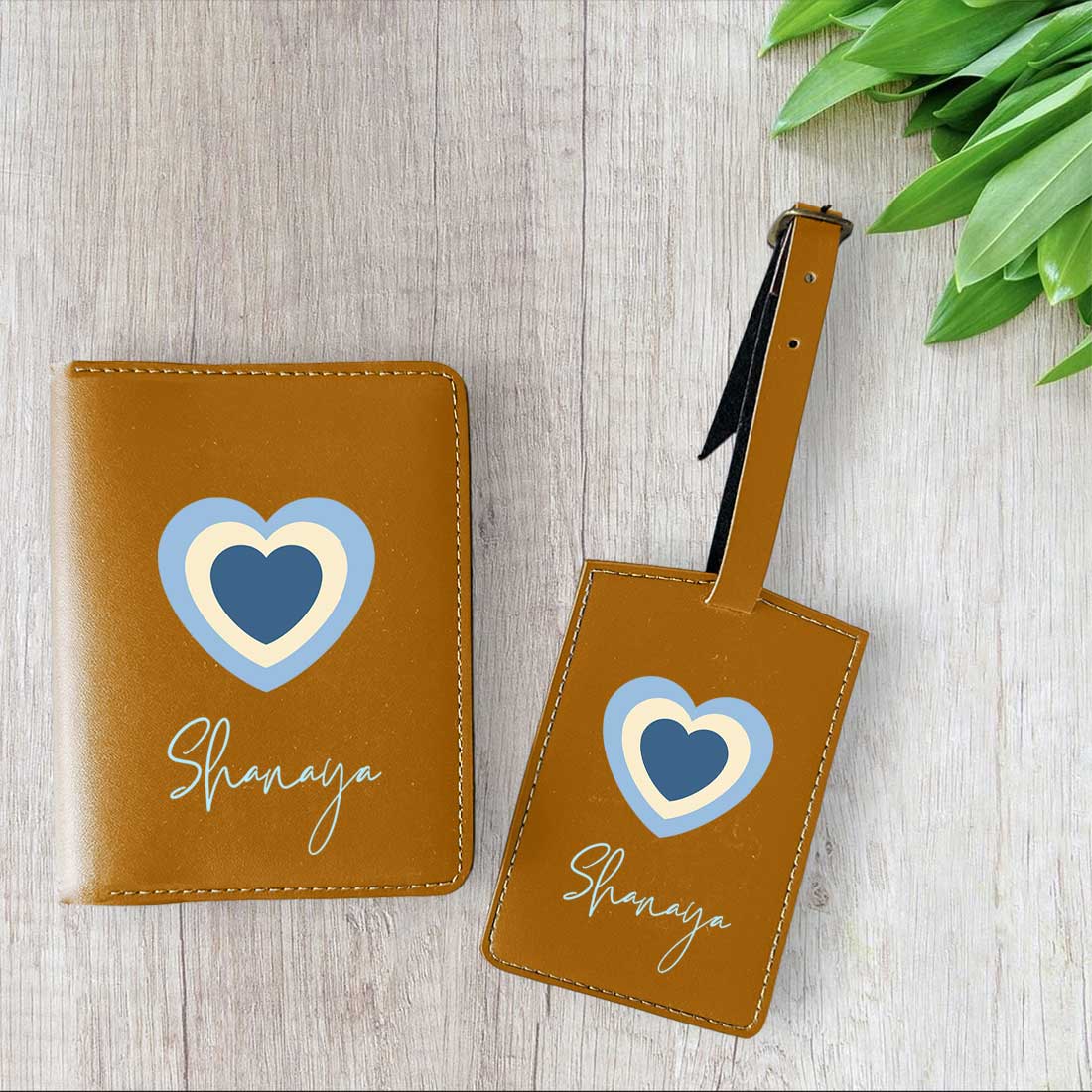 Pu Leather Personalized Passport Cover and Luggage Tag - Heart - Image 20