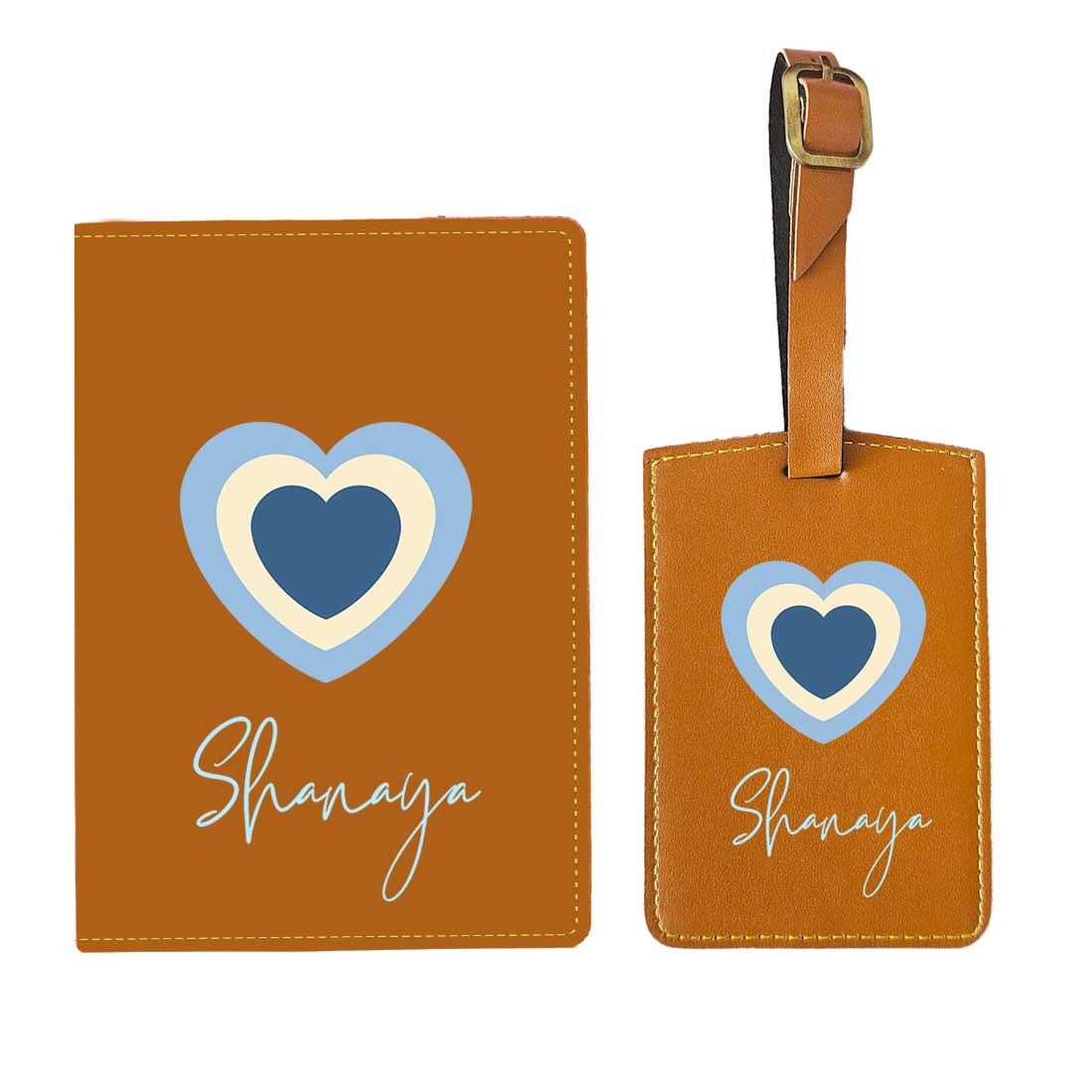 Pu Leather Personalized Passport Cover and Luggage Tag - Heart - Image 23