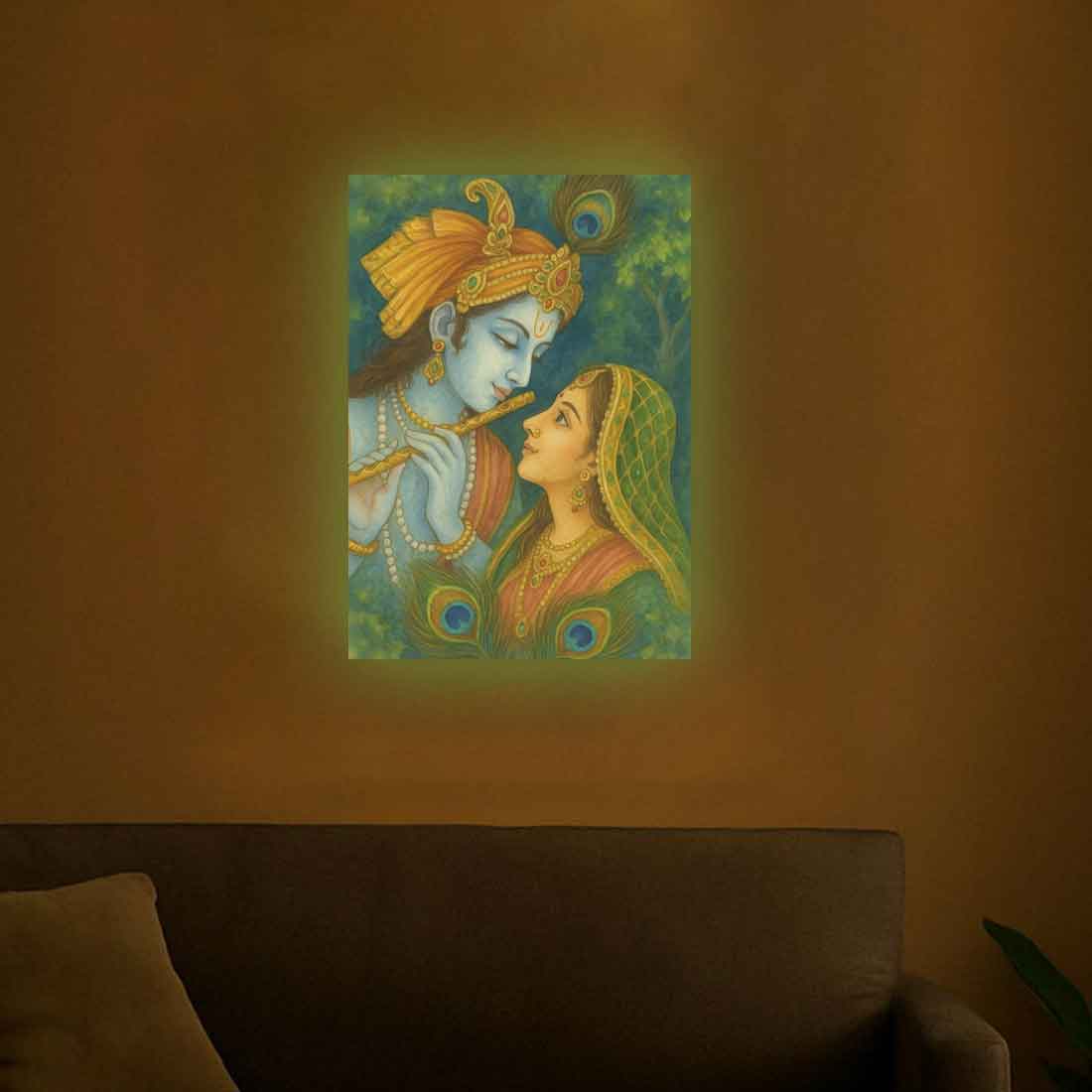 Radha Krishna Photo Frame with LED Backlight, HD Print– Perfect for Home Temple, Décor, or Gifting - Image 3