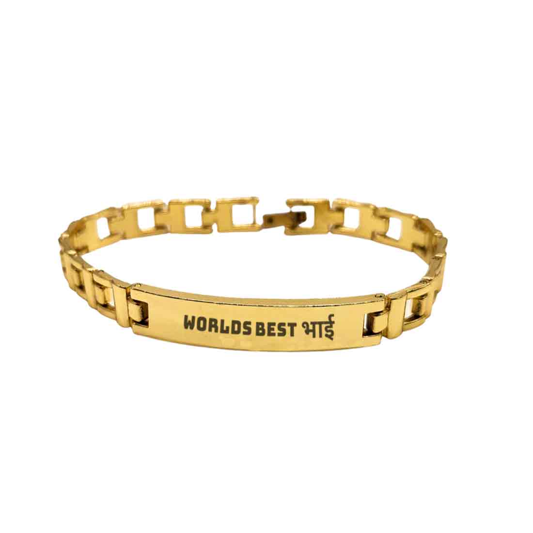 Rakhi Bracelet For Brother Gold Black Metal Rakhis-World's Best Bhai - Image 2