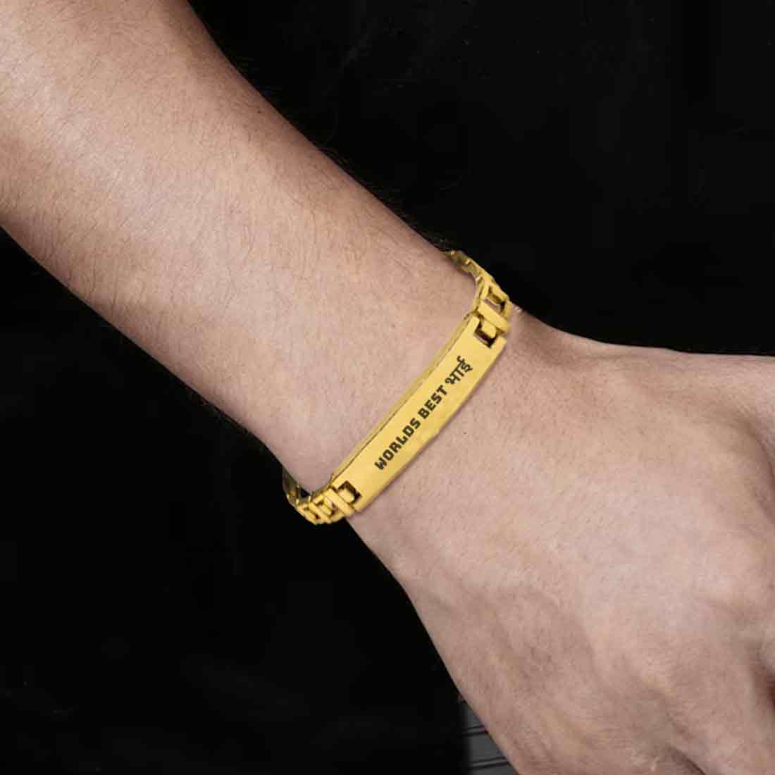 Rakhi Bracelet For Brother Gold Black Metal Rakhis-World's Best Bhai - Image 8