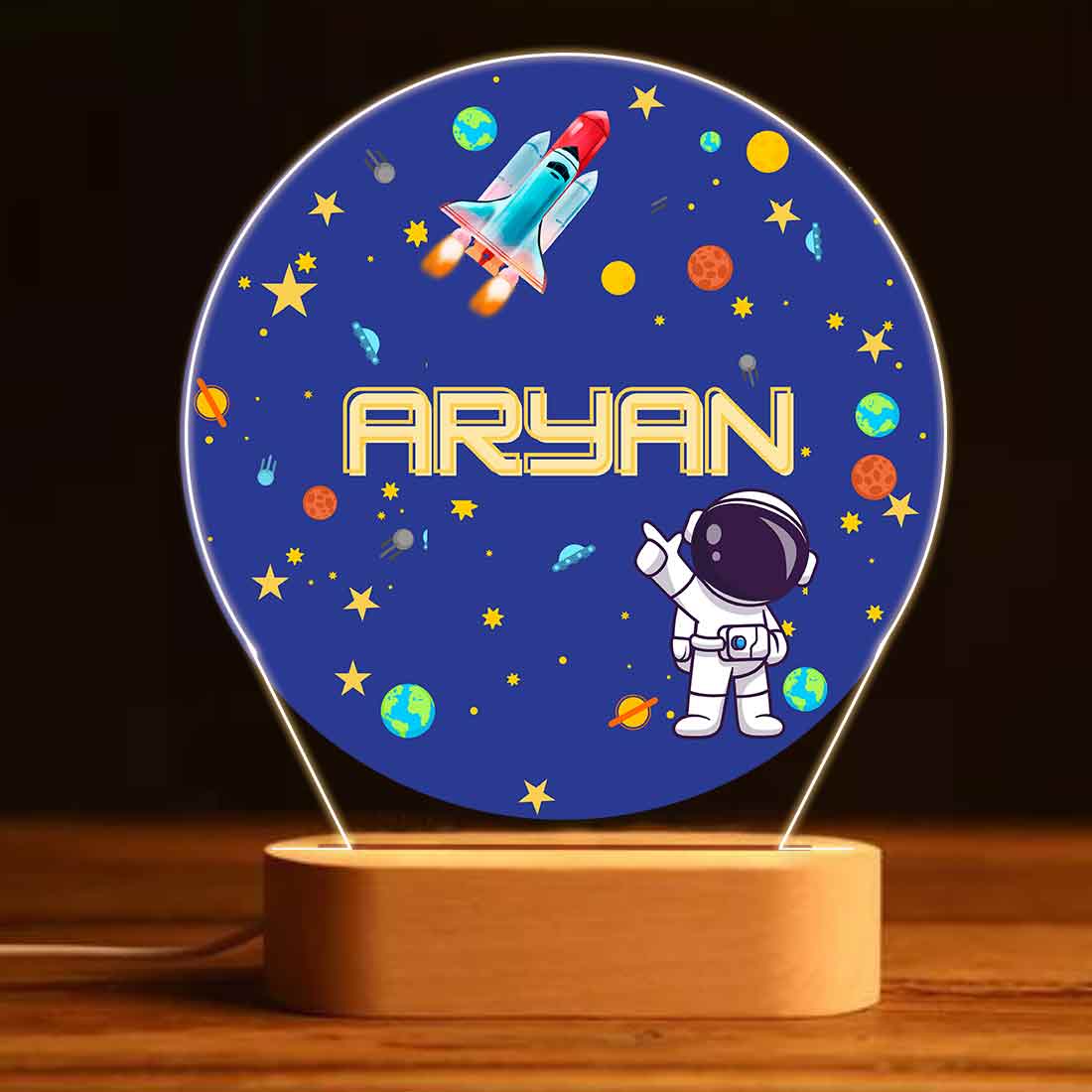 Rakhi for Little Brother Kids Gifts - Space Theme LED Lamp , Personalized Rakhi and Chocolate - Image 3