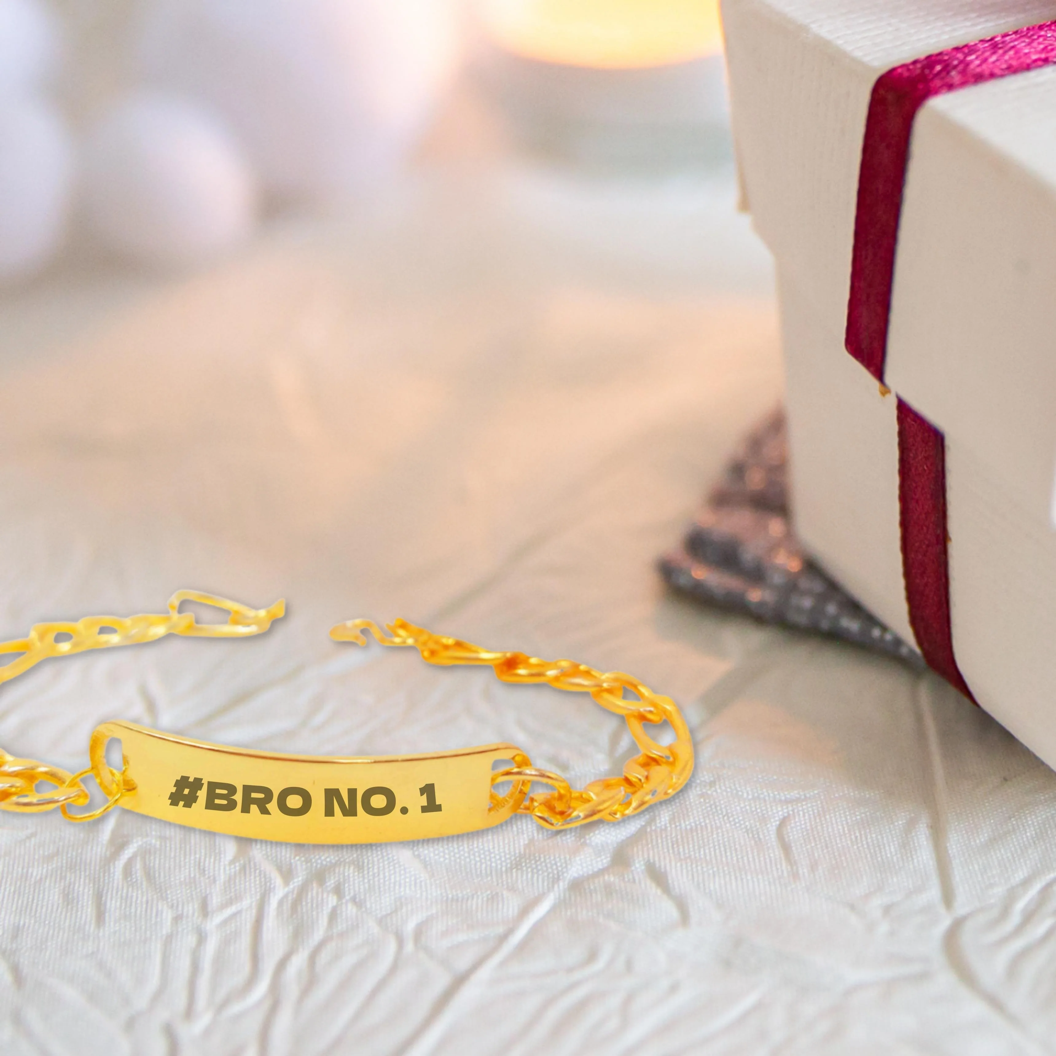 Raksha Bandhan Gift Ideas For Brother Stylish Metal Custom Bracelet-Black Rhodium/Gold Plated - #Bro.No 1 - Image 2