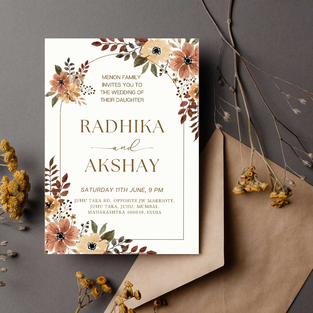 Reception Cards for Wedding - Personalized Marriage Invitation Card-6x9 inches (Acrylic or Satin on Paper Board)(25 pcs)