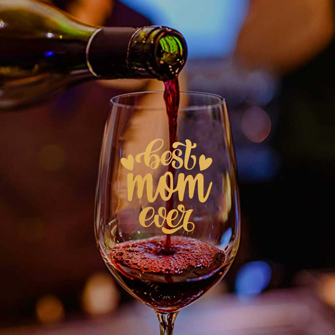 Red & White Wine Glass Mothers Day Gifts for Mom - Best Mom Ever - Image 4