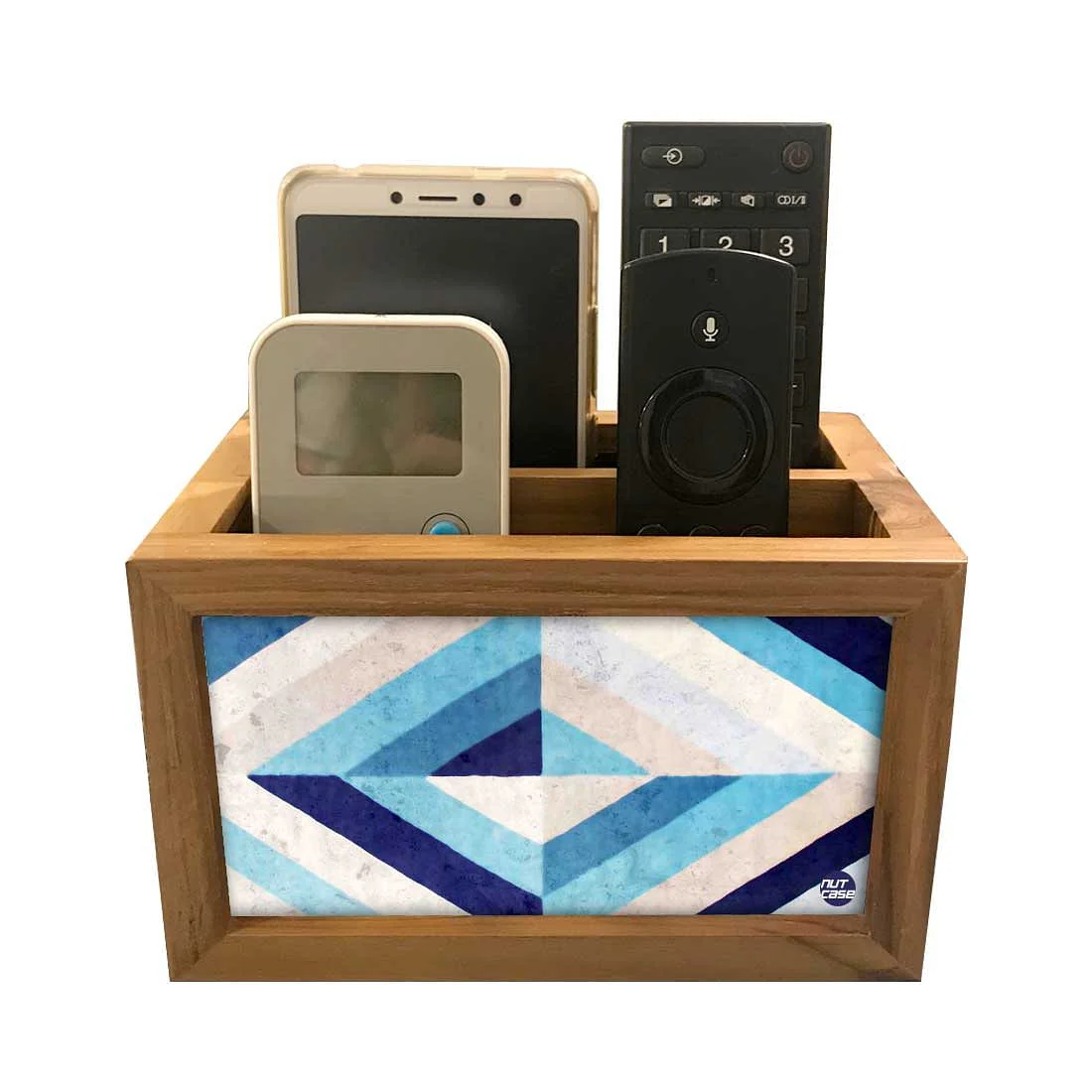 Remote Control Stand Holder Organizer For TV / AC Remotes - Blue Diamonds - Image 2