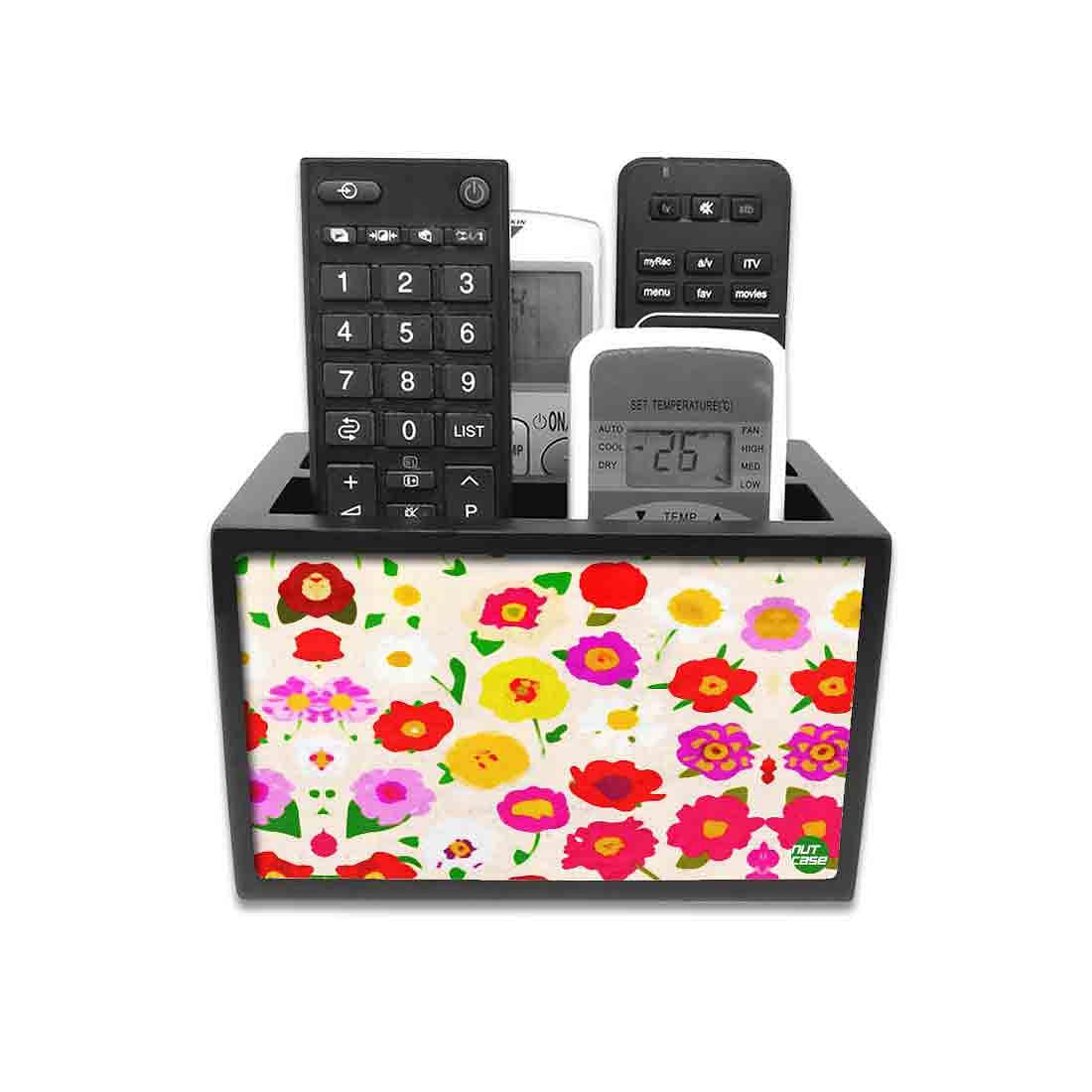 Remote Control Stand Holder Organizer For TV / AC Remotes - Baby Flowers Red