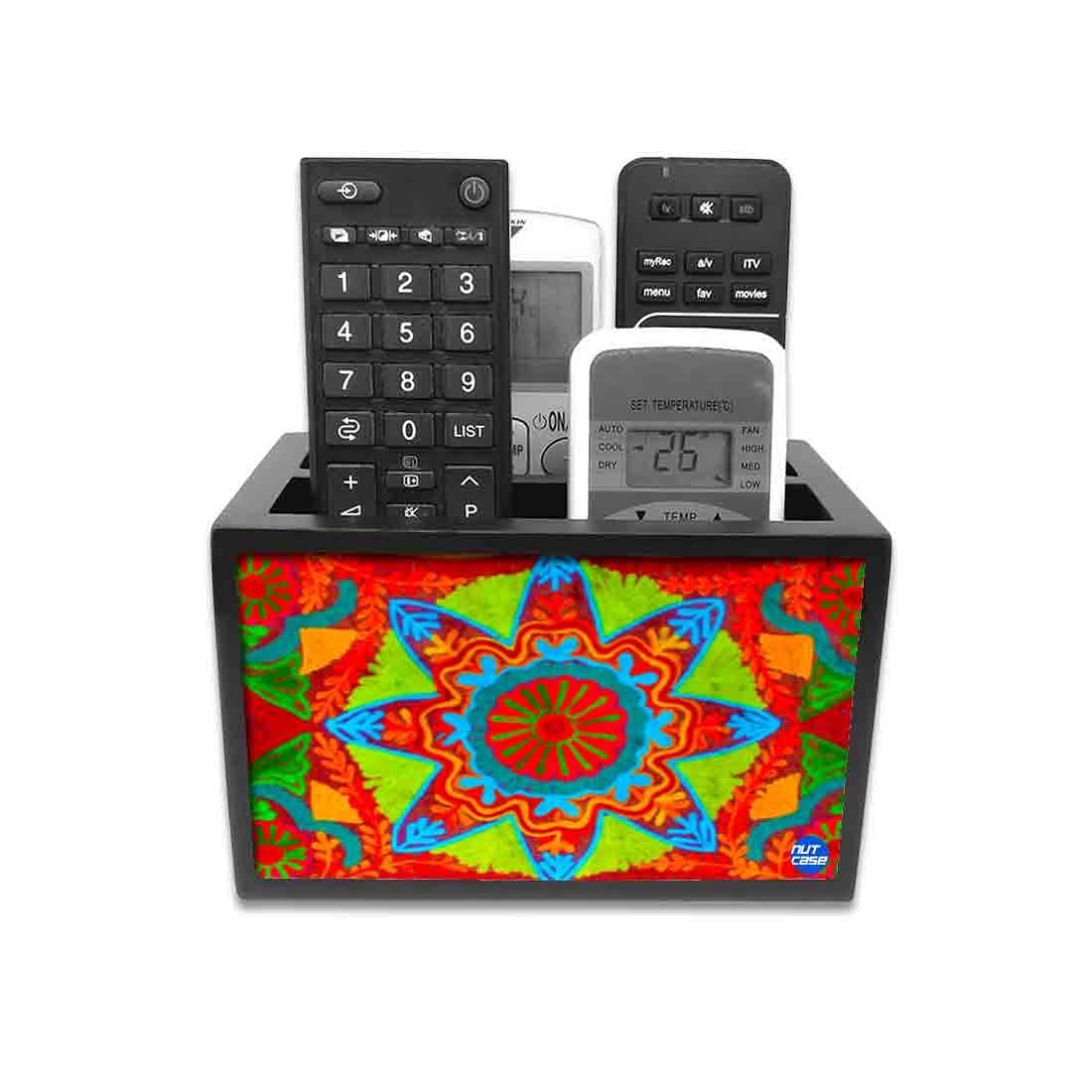Remote Control Stand Holder Organizer For TV / AC Remotes - Indian Fabric