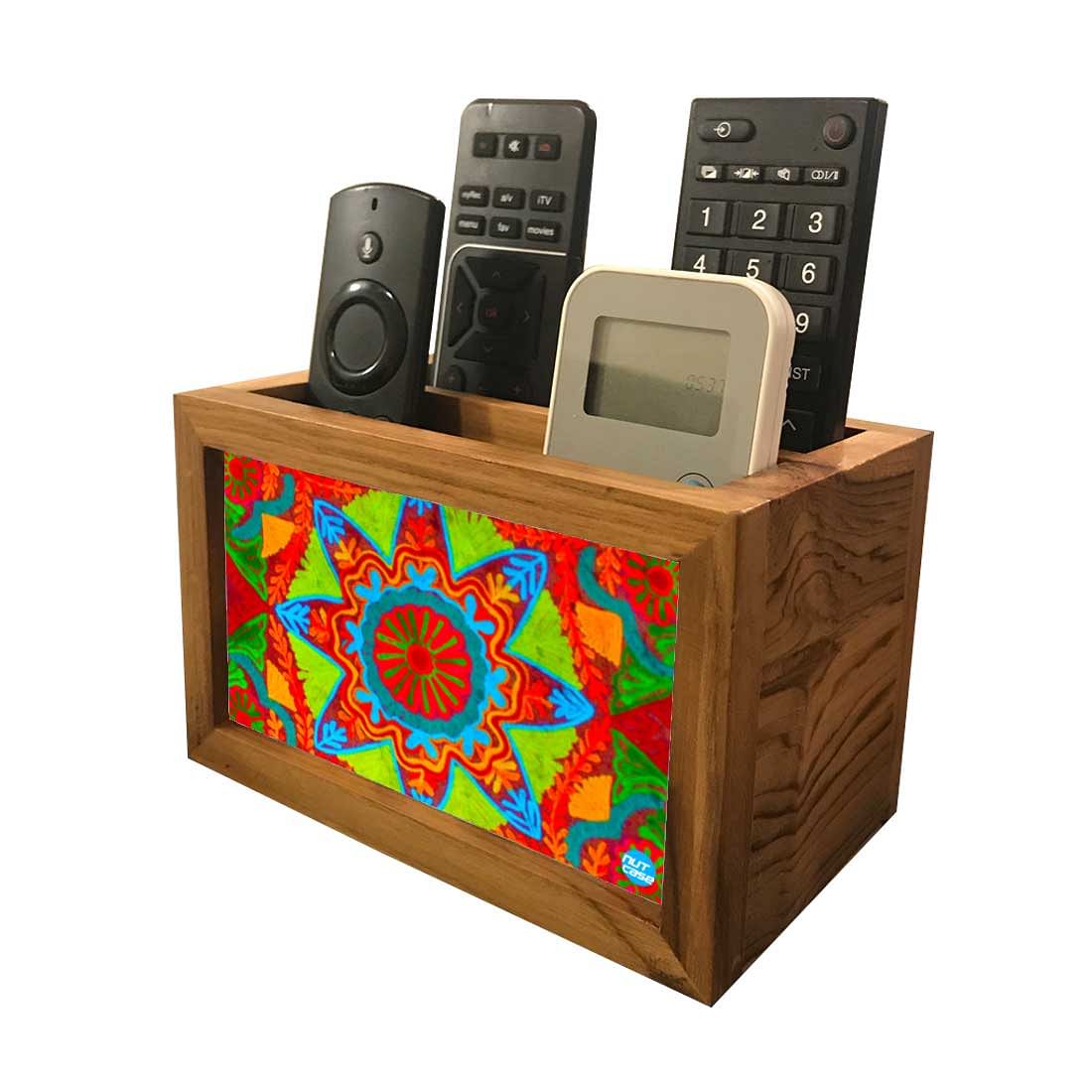 Remote Control Stand Holder Organizer For TV / AC Remotes - Indian Fabric - Image 4