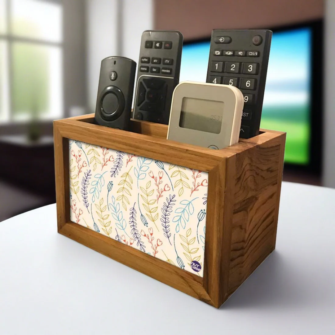 Beautiful Tv Control Organizer - Leaves And Branches - White - Image 2