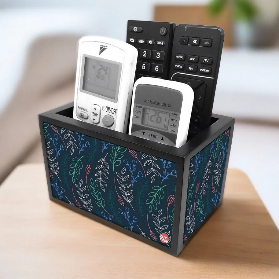 Beautiful Tv Remote Holder Organizer - Leaves And Branches - Blue - Image 2