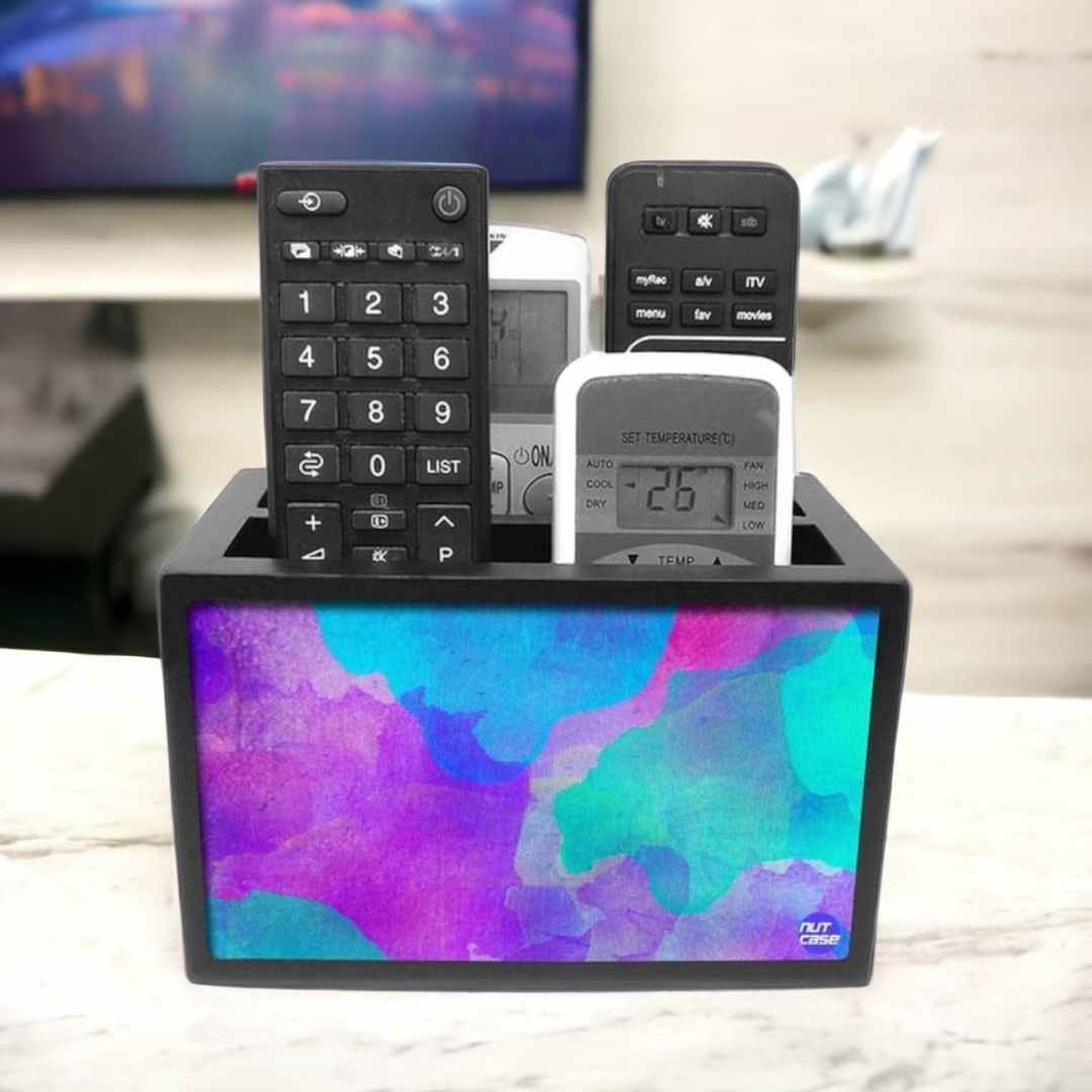 Tv Remote Control Organizer For TV / AC Remotes - Watercolors Blue