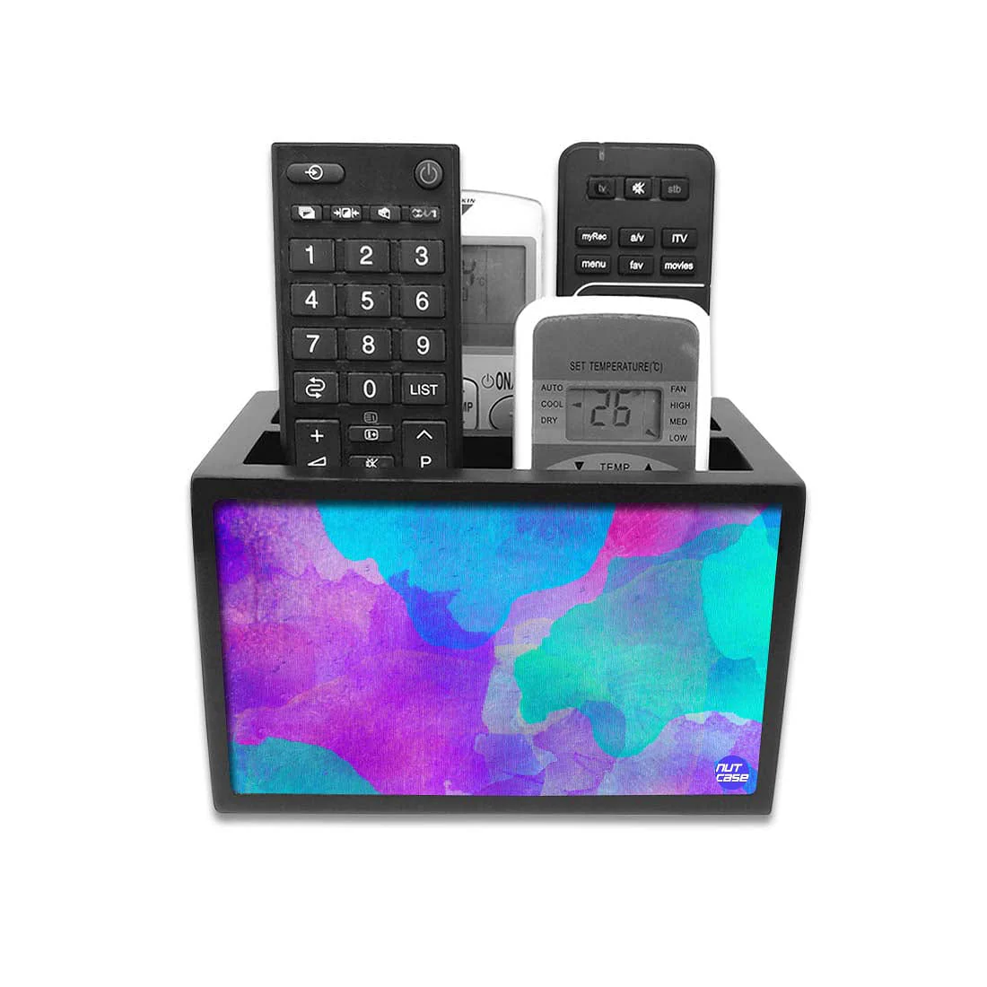 Tv Remote Control Organizer For TV / AC Remotes - Watercolors Blue - Image 3