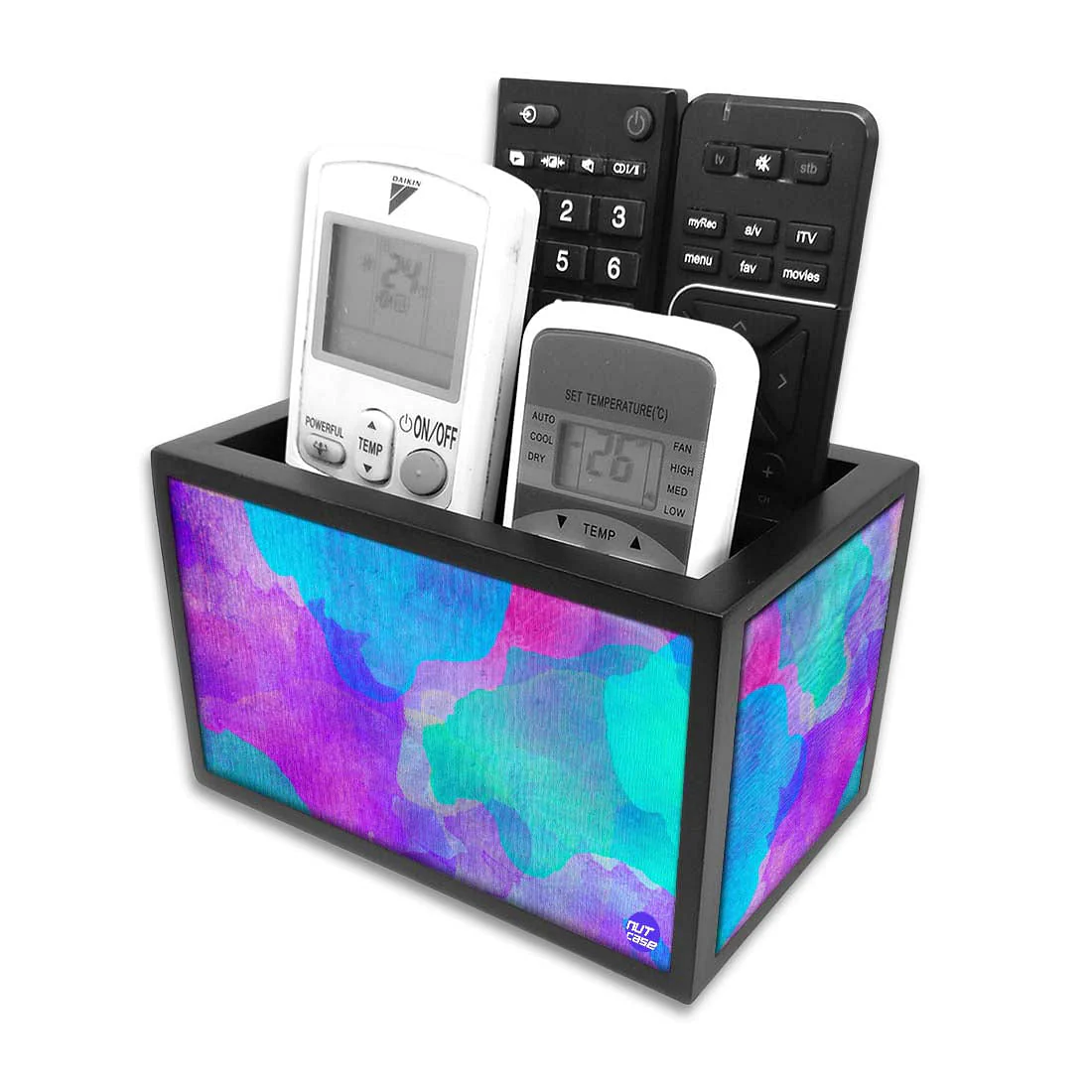 Tv Remote Control Organizer For TV / AC Remotes - Watercolors Blue - Image 4