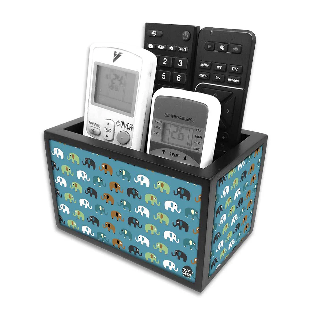 Trendy Tv Remote Control Organizer For TV / AC Remotes - Elephants - Image 3