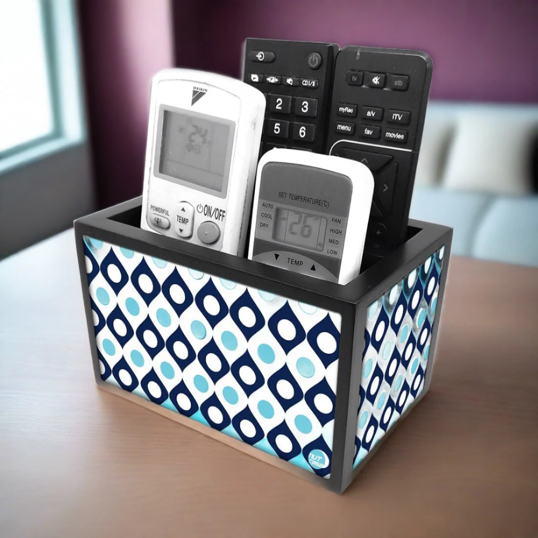 Black Remote Control Organizer For TV / AC Remotes -  pattern - Image 2