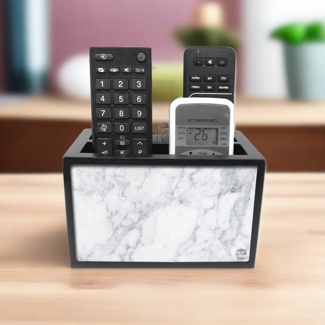 Designer Remote Holder Stand For TV / AC Remotes - Marble White - Image 3
