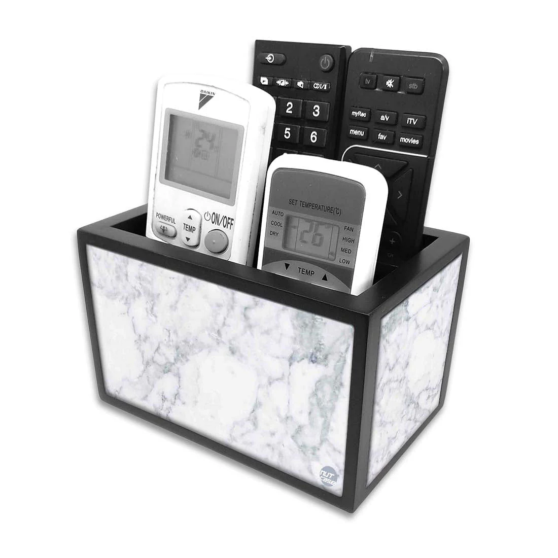 Designer Remote Holder Stand For TV / AC Remotes - Marble White - Image 4