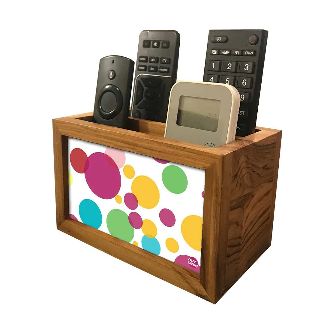 Remote Control Stand Holder Organizer For TV / AC Remotes - Colorful Polka Dots