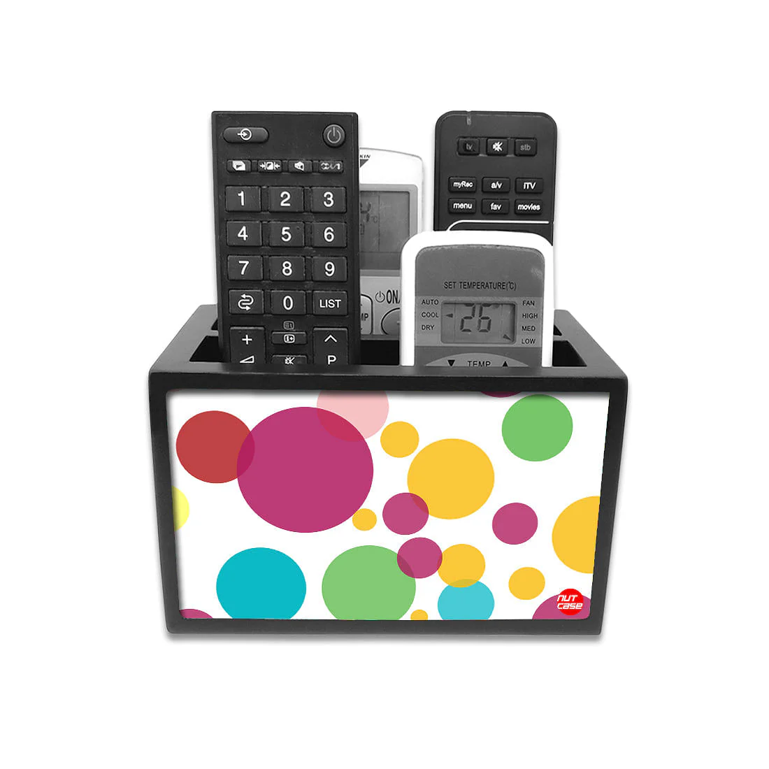 Remote Control Stand Holder Organizer For TV / AC Remotes - Colorful Polka Dots - Image 2