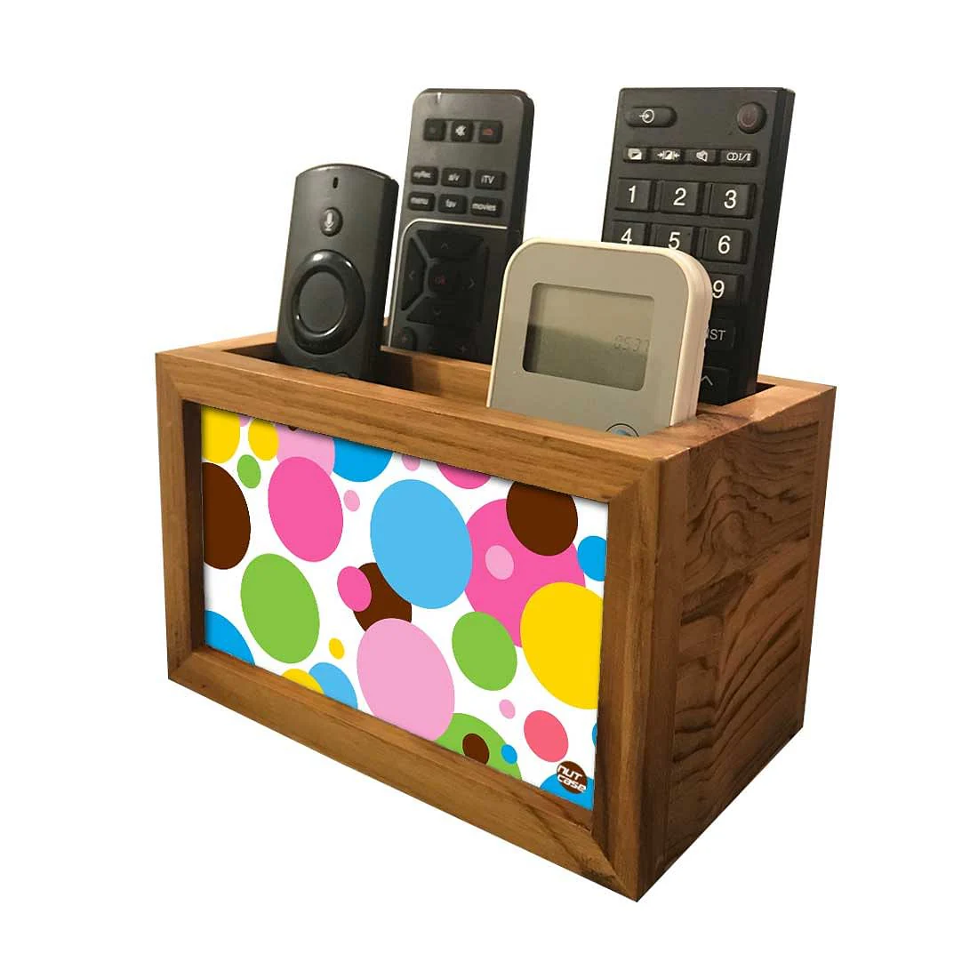 Remote Control Stand Holder Organizer For TV / AC Remotes - Colorful Dots