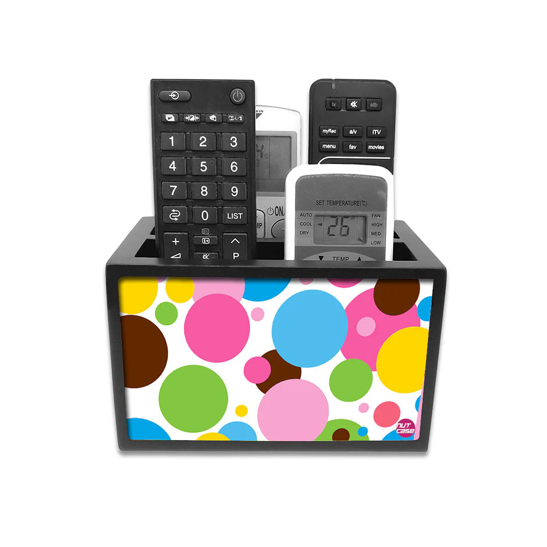 Remote Control Stand Holder Organizer For TV / AC Remotes - Colorful Dots - Image 2