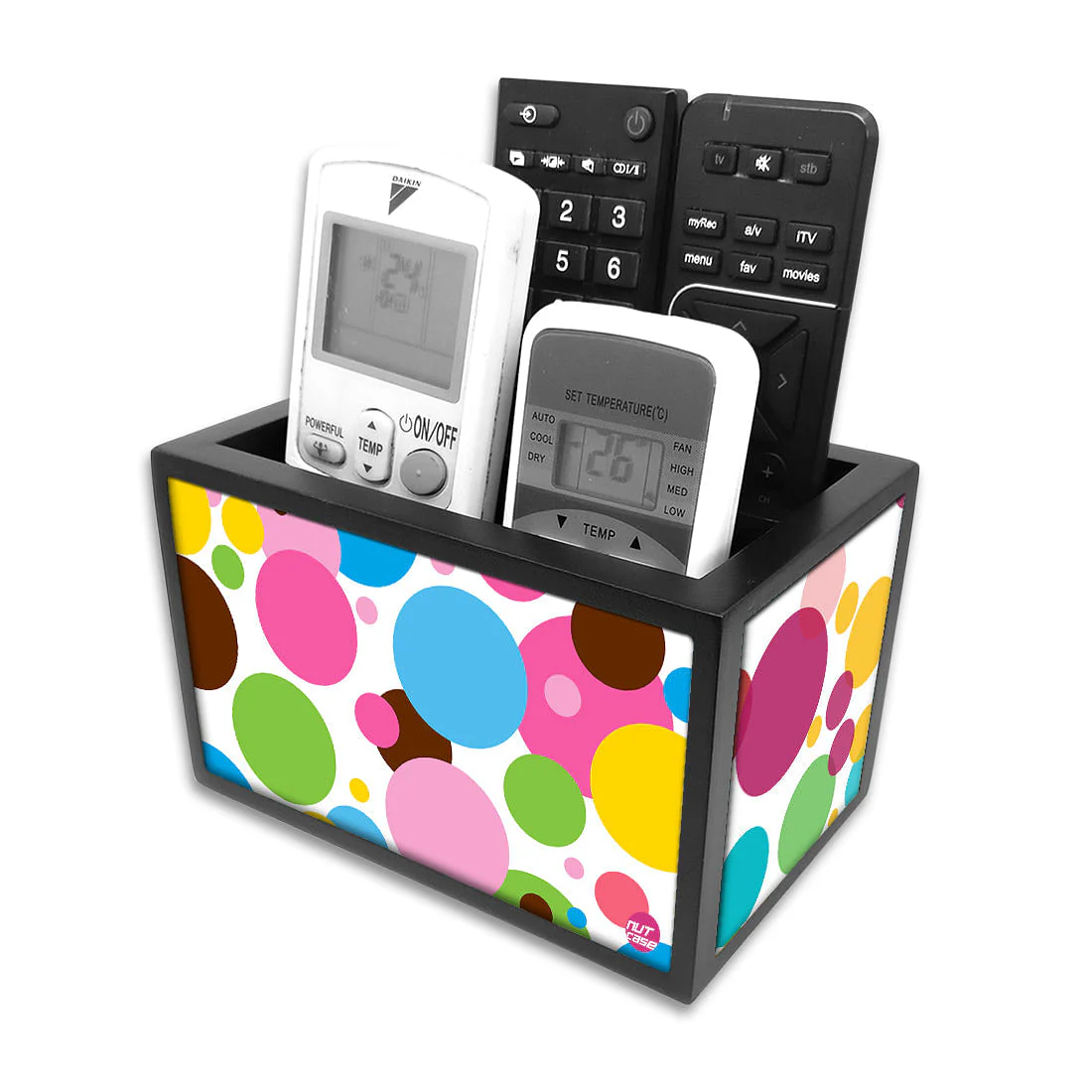 Remote Control Stand Holder Organizer For TV / AC Remotes - Colorful Dots - Image 4