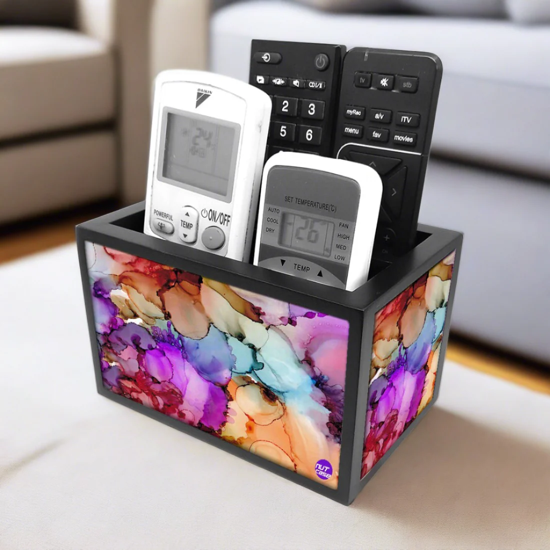 Remote Control Stand Holder Organizer For TV / AC Remotes - Mix Watercolor