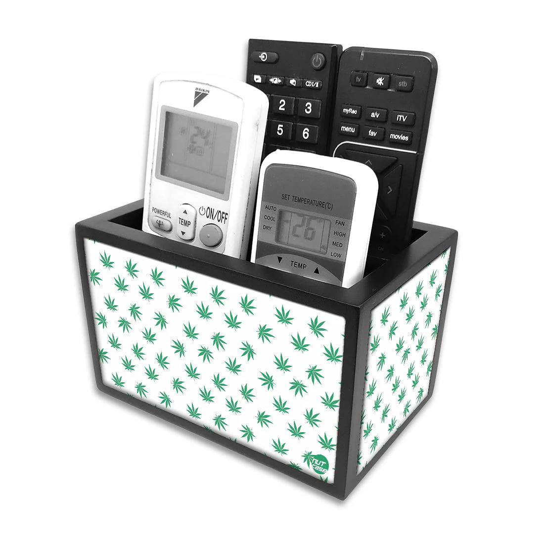 Remote Control Stand Holder Organizer For TV / AC Remotes - Happy Leaves - Image 4