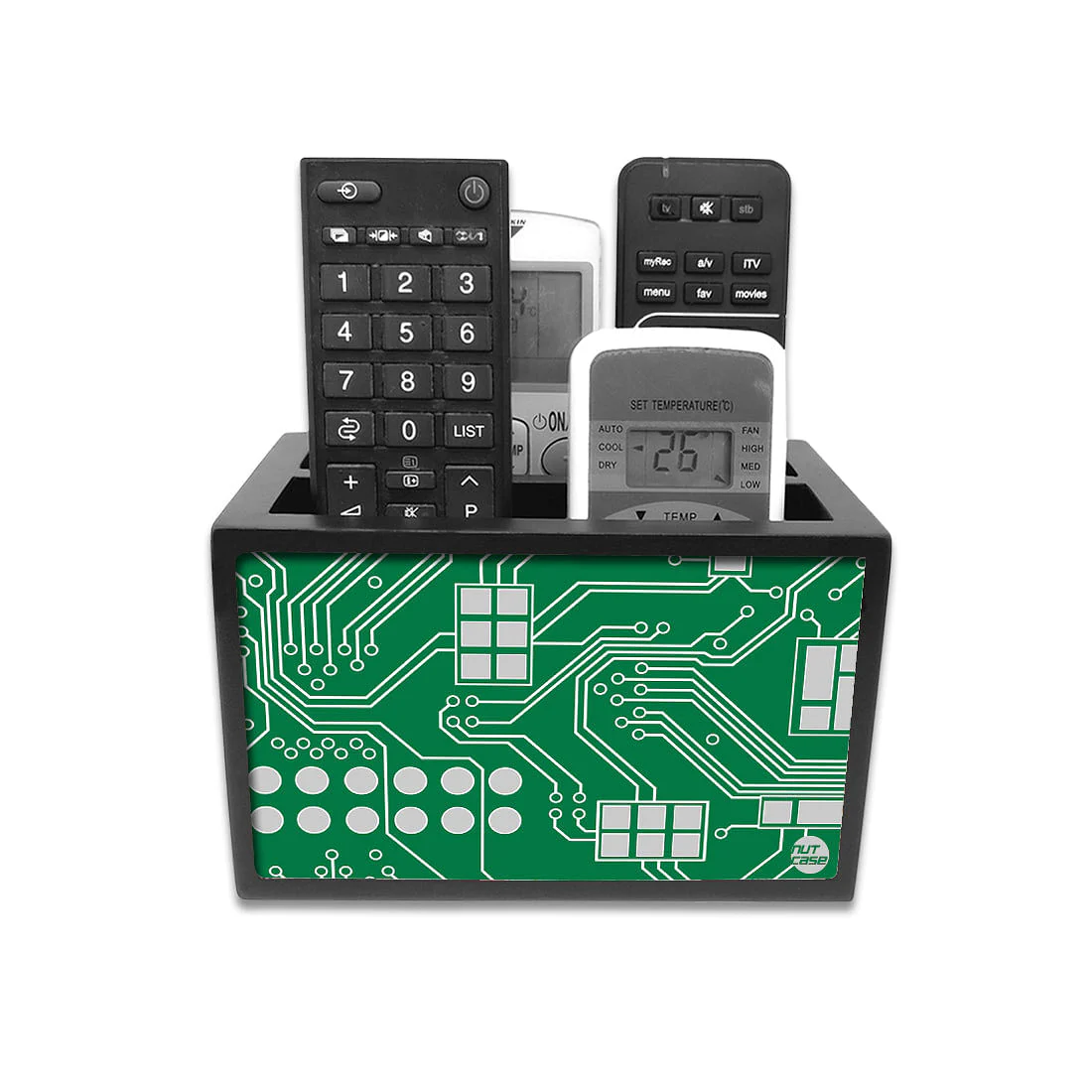 Remote Control Stand Holder Organizer For TV / AC Remotes - Circuit Board Green - Image 2