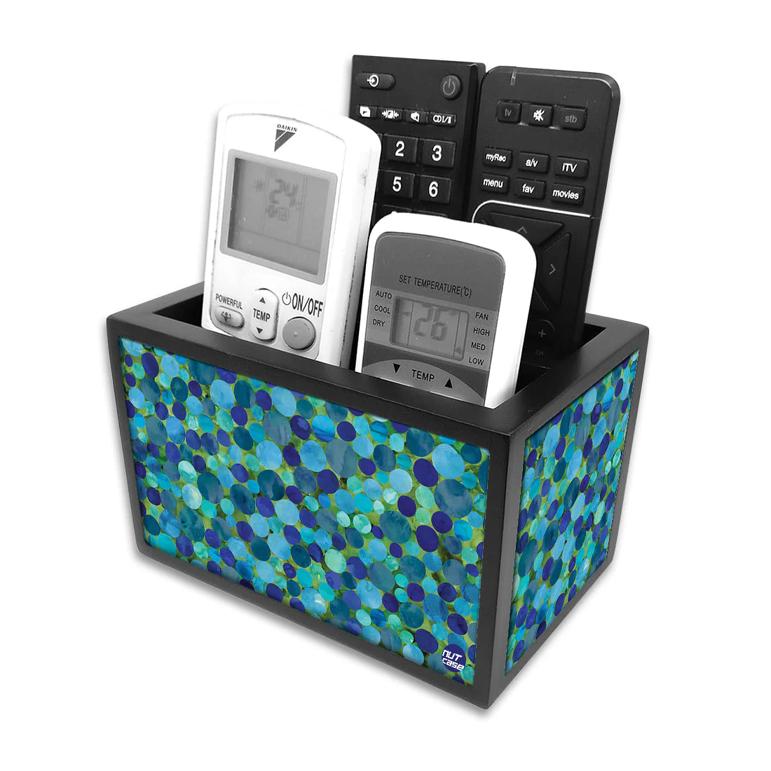 Remote Control Stand Holder Organizer For TV / AC Remotes - Cool Prints Blue - Image 3