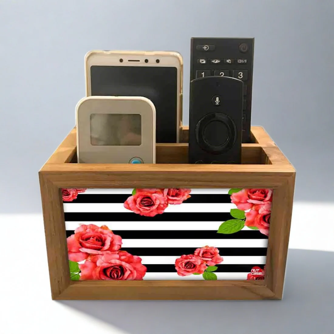 Floral Remote Control Stand For TV / AC Remotes - Red Flowers - Image 2