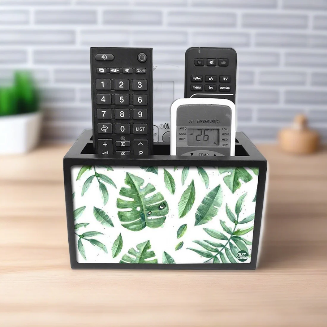 Tv Remote Control Holder For TV / AC Remotes - Happy Leaves - Image 6