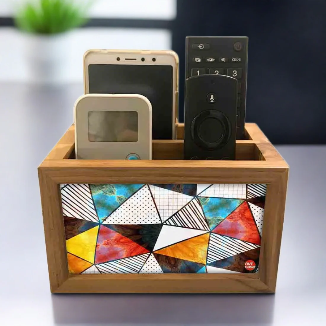 Remote Control Caddy Organizer for TV/AC Remotes - Colorful Triangle - Image 5