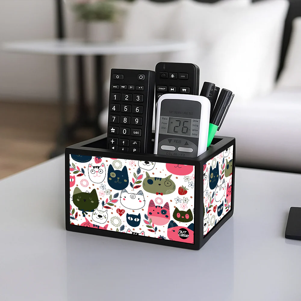 Designer Small Remote Control Holder For TV / AC Remotes - Cute Cats