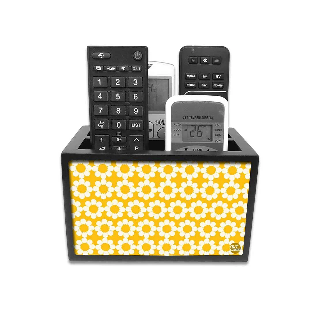 Yellow TV Remote Holder For TV / AC Remotes - Flower Design Yellow - Image 2