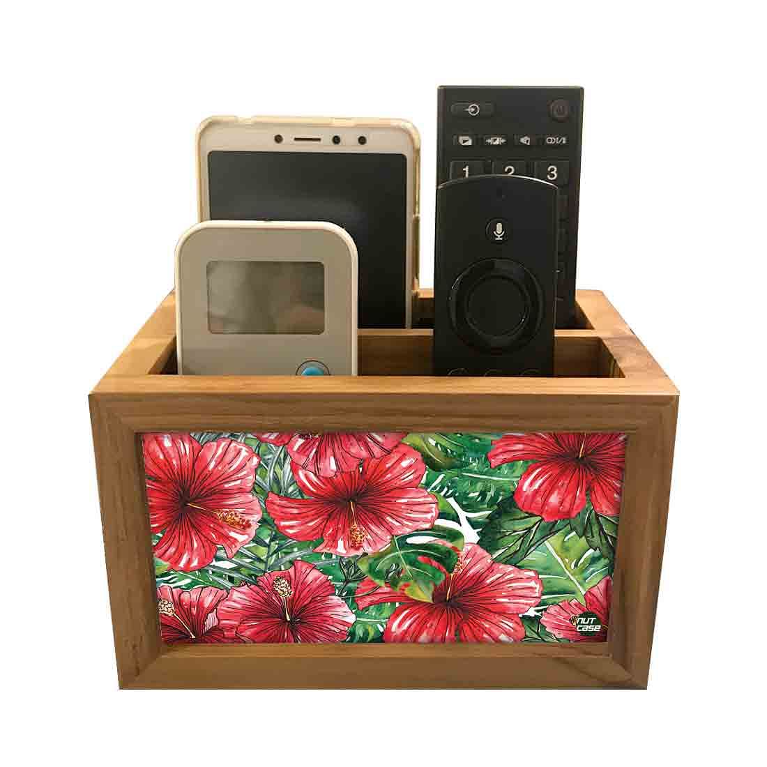 Designer Floral Tv Remote Holder For TV / AC Remotes - Hibiscus Flower - Image 2