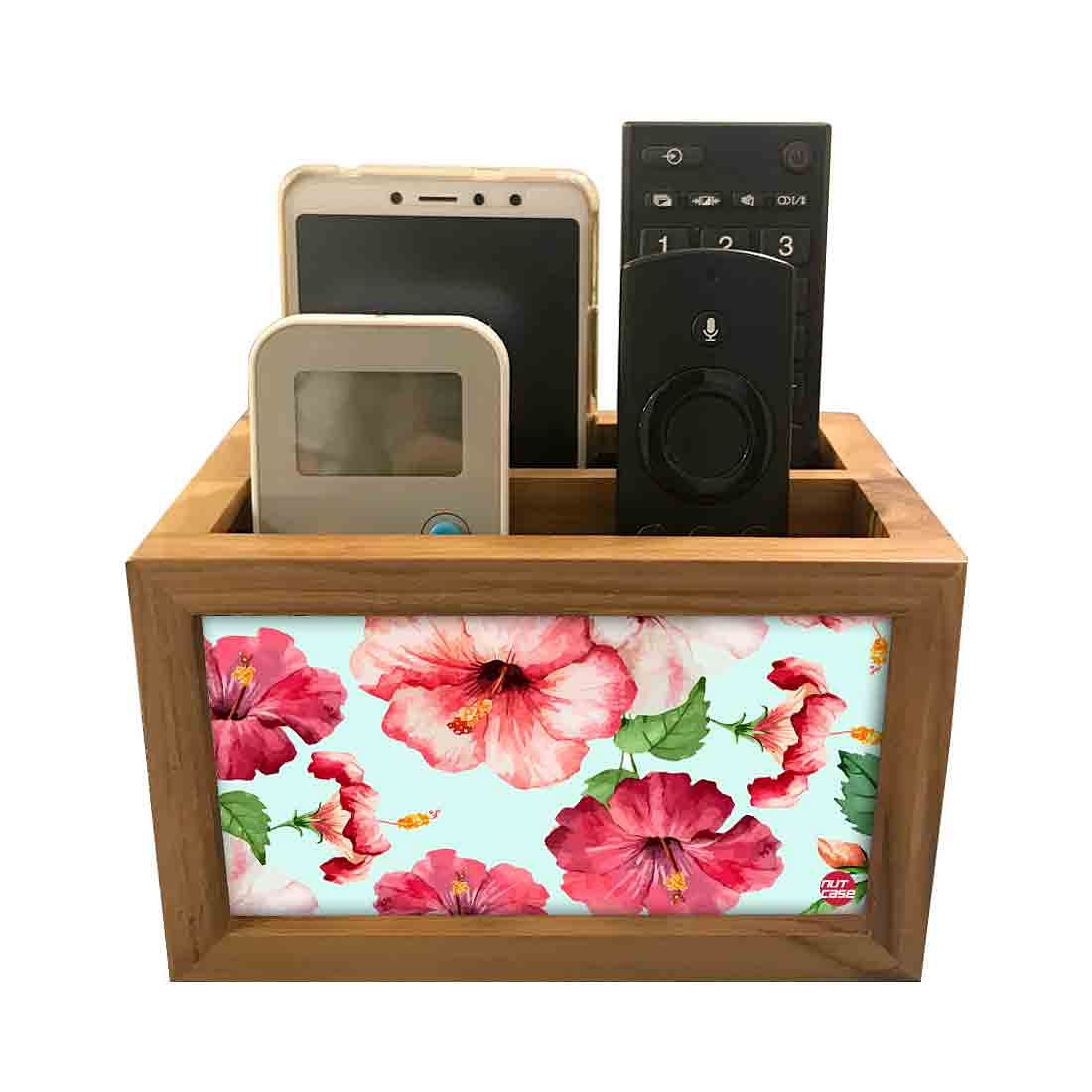 Floral Tv Remote Holder For TV / AC Remotes - Hibiscus Flower With White Background - Image 3