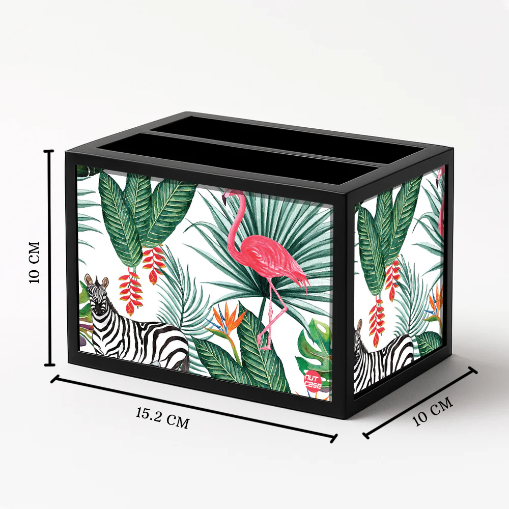 Cool Remote Control Holder For TV / AC Remotes - White Hibiscus Leaves With Flamingo - Image 4