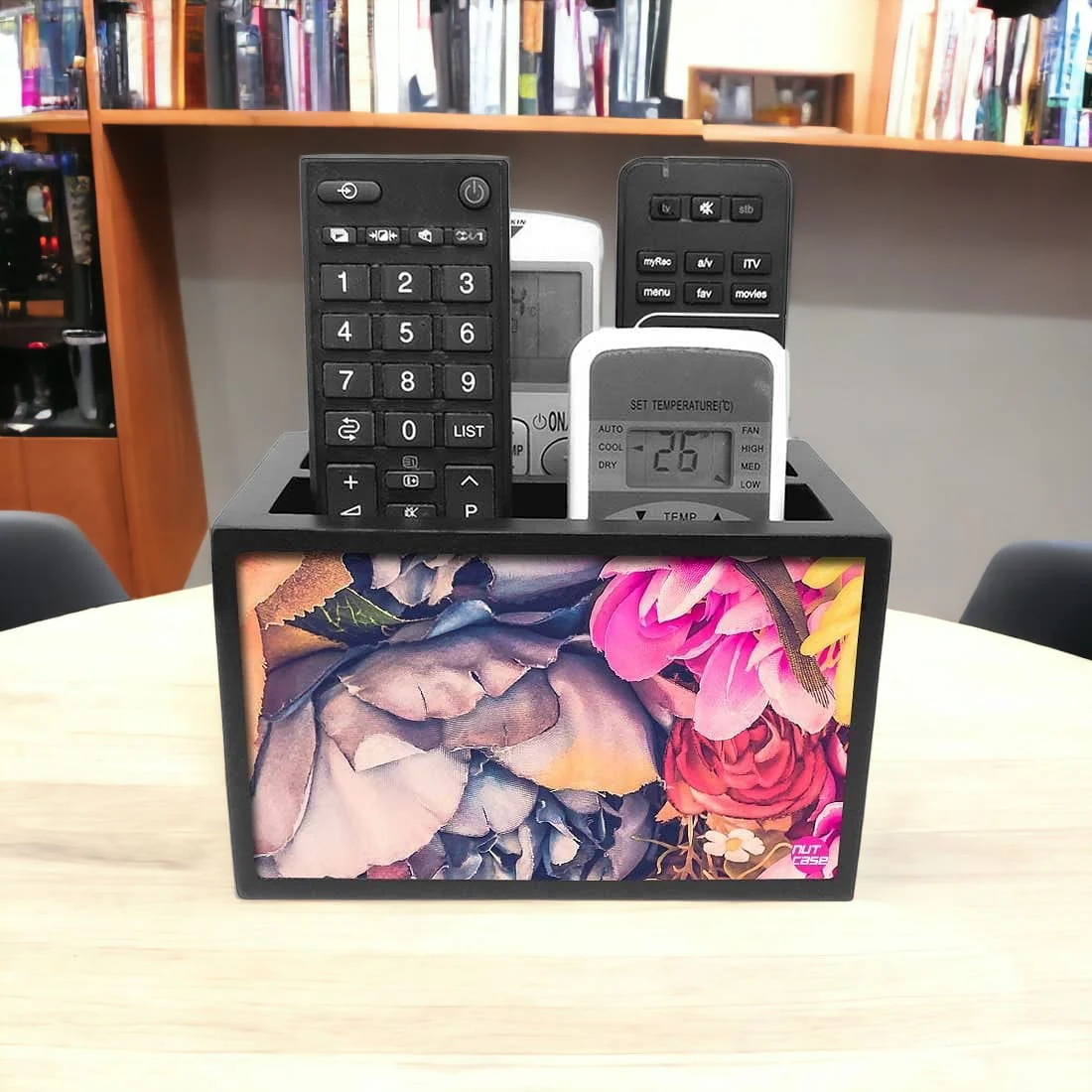 Floral Tv Remote Holder For TV / AC Remotes - Vintage Watercolor Flowers