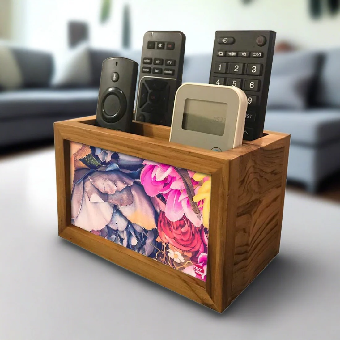 Floral Tv Remote Holder For TV / AC Remotes - Vintage Watercolor Flowers - Image 2